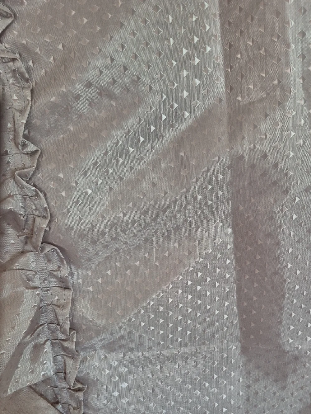 Tan Metallic Ruffled Shower Curtain